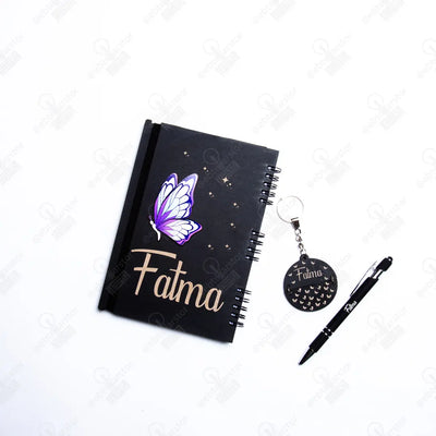 عرض نوت بوك وقلم وميدالية نصفين (ديزاين الفراشة)