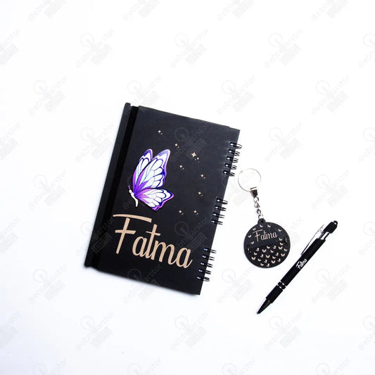 عرض نوت بوك وقلم وميدالية نصفين (ديزاين الفراشة)