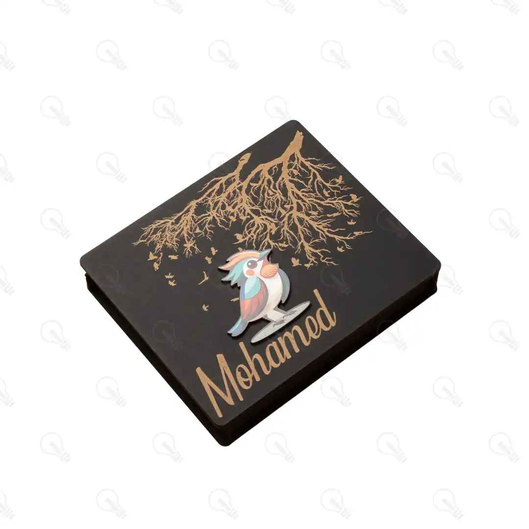 بوكس قلم معدن و ستاند موبايل (ديزاين الشجر)