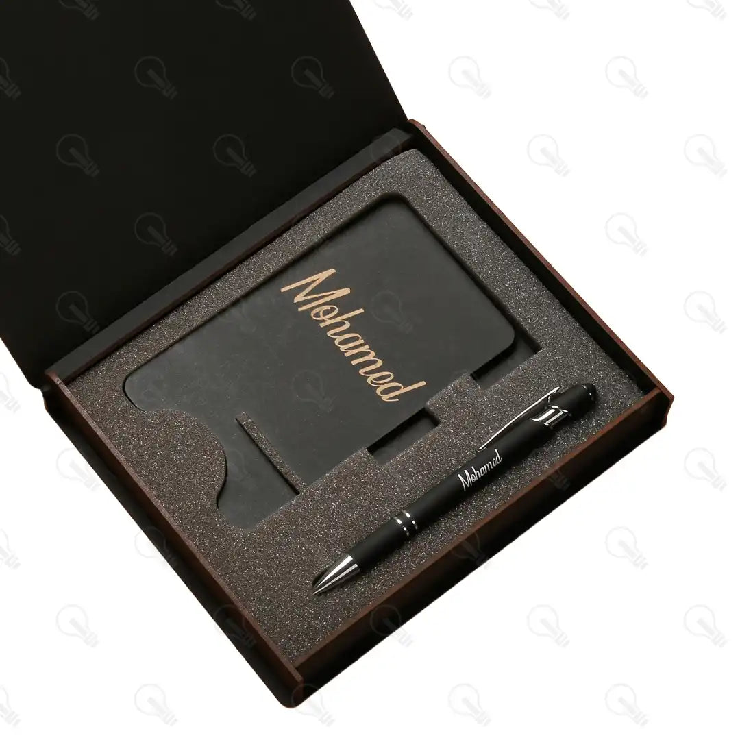 بوكس قلم معدن و ستاند موبايل