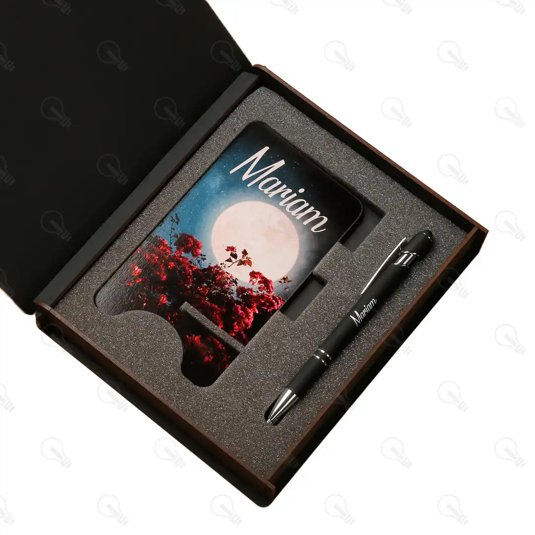 بوكس قلم معدن و ستاند موبايل