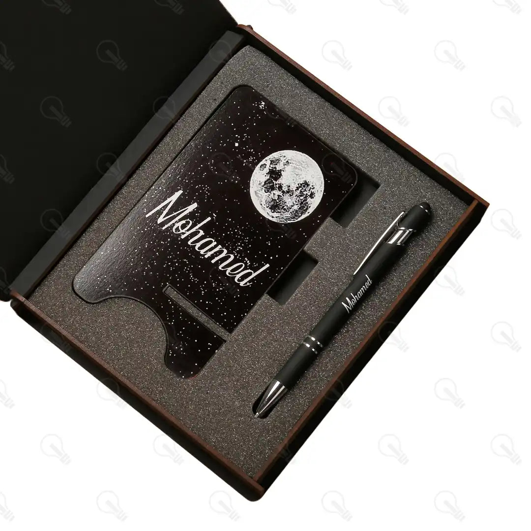 بوكس قلم معدن و ستاند موبايل