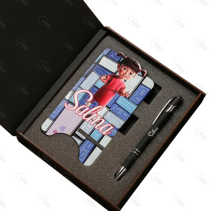 بوكس قلم معدن و ستاند موبايل (ديزاين شركة المرعبين)