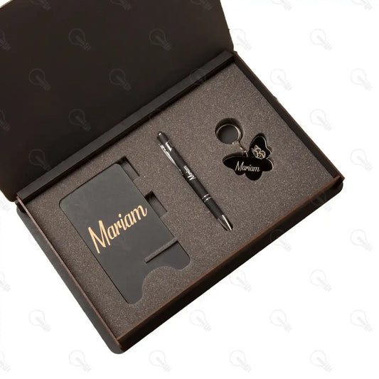 بوكس قلم معدن و ستاند موبايل وميدالية اكريليك (كود 2)