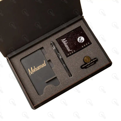 بوكس نوت ميني وقلم معدن و ستاند موبايل ونيم تاج