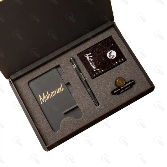 بوكس نوت ميني وقلم معدن و ستاند موبايل ونيم تاج