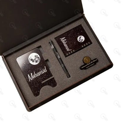 بوكس نوت ميني وقلم معدن و ستاند موبايل ونيم تاج