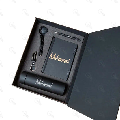 بوكس مج ديجيتال ونوت بوك خشب وقلم معدن و ميدالية اكريليك ووصلة مضيئة