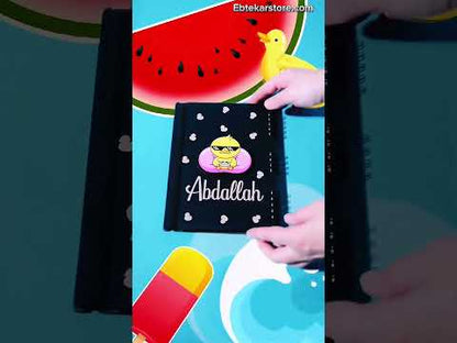 بوكس نوت بوك خشب (ديزاين البطة كود 2) وقلم معدن وميدالية خشب